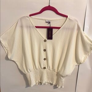 NWT V-Neck Smocked Top